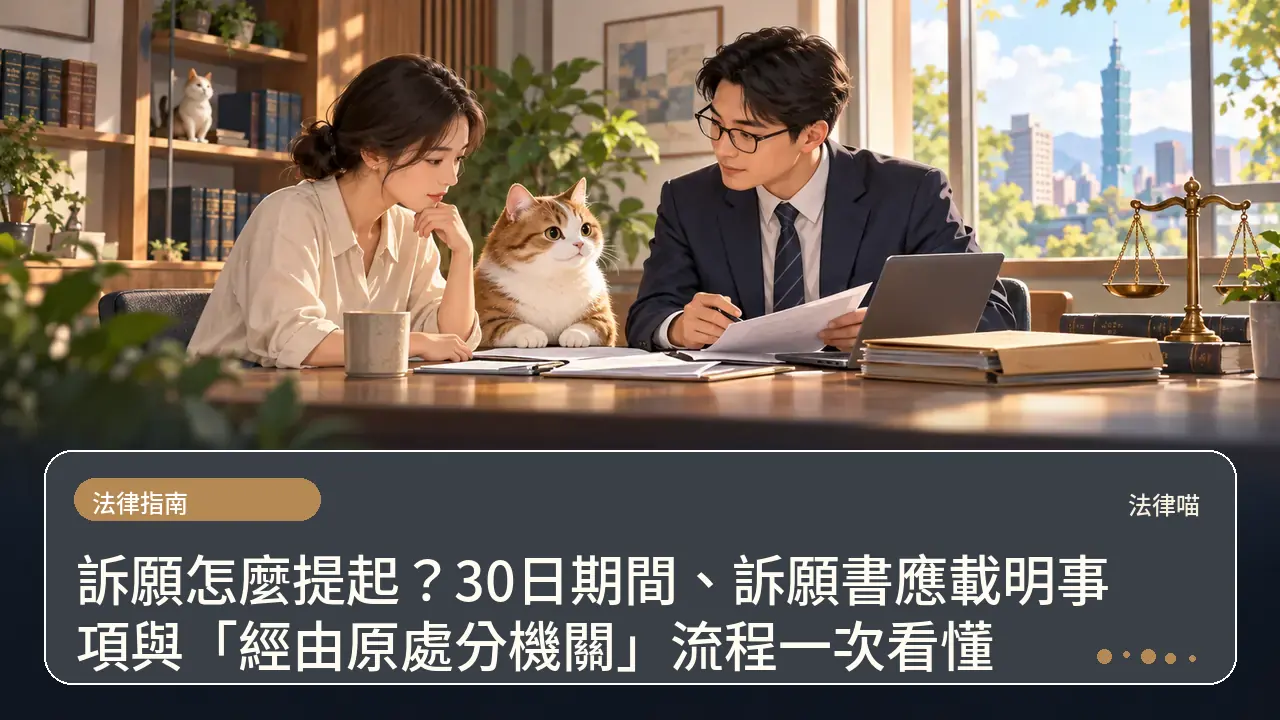 訴願怎麼提起?30日期間、訴願書應載明事項與「經由原處分機關」流程一次看懂主題插畫