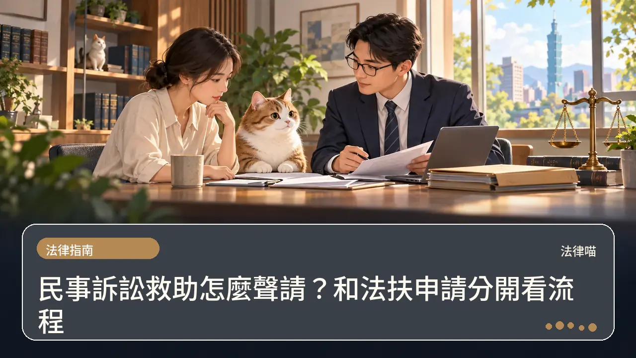 民事訴訟救助怎麼聲請?和法扶申請分開看流程主題插畫