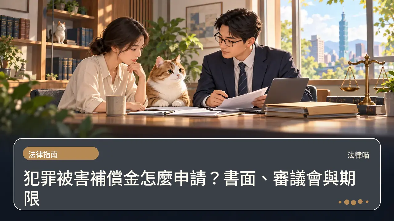 犯罪被害補償金怎麼申請?書面、審議會與期限主題插畫