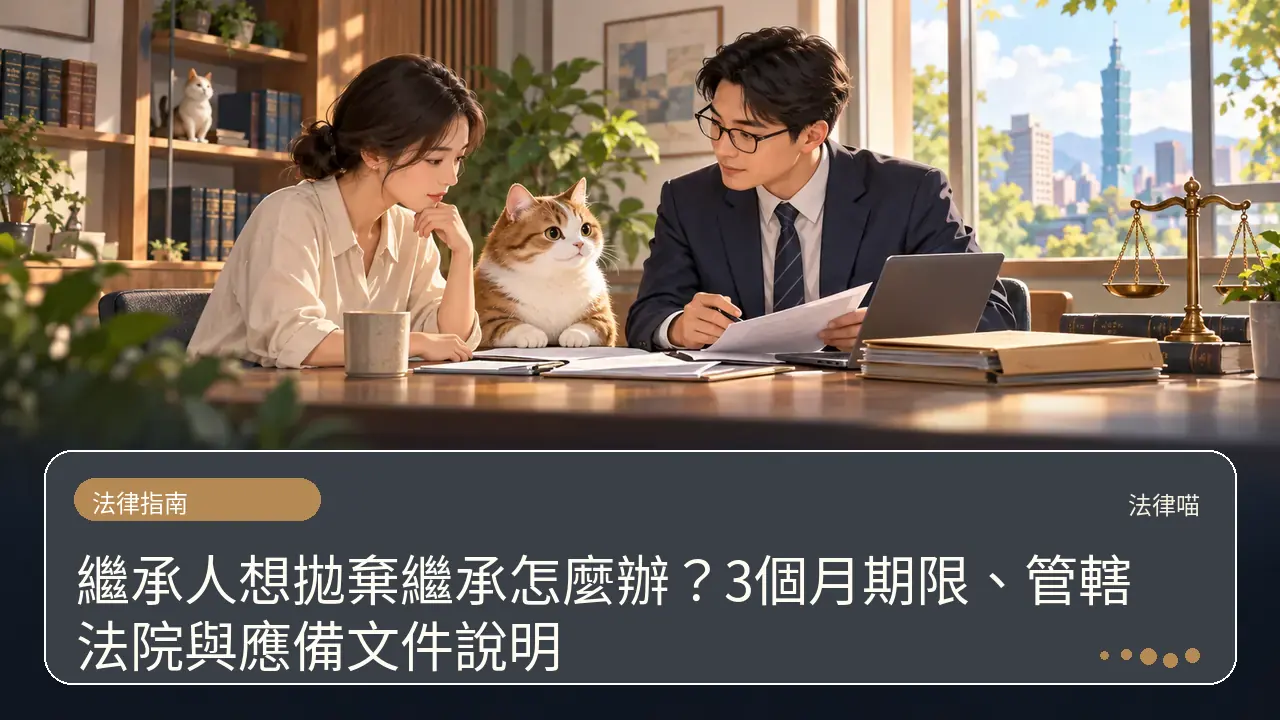 繼承人想拋棄繼承怎麼辦?3個月期限、管轄法院與應備文件說明主題插畫