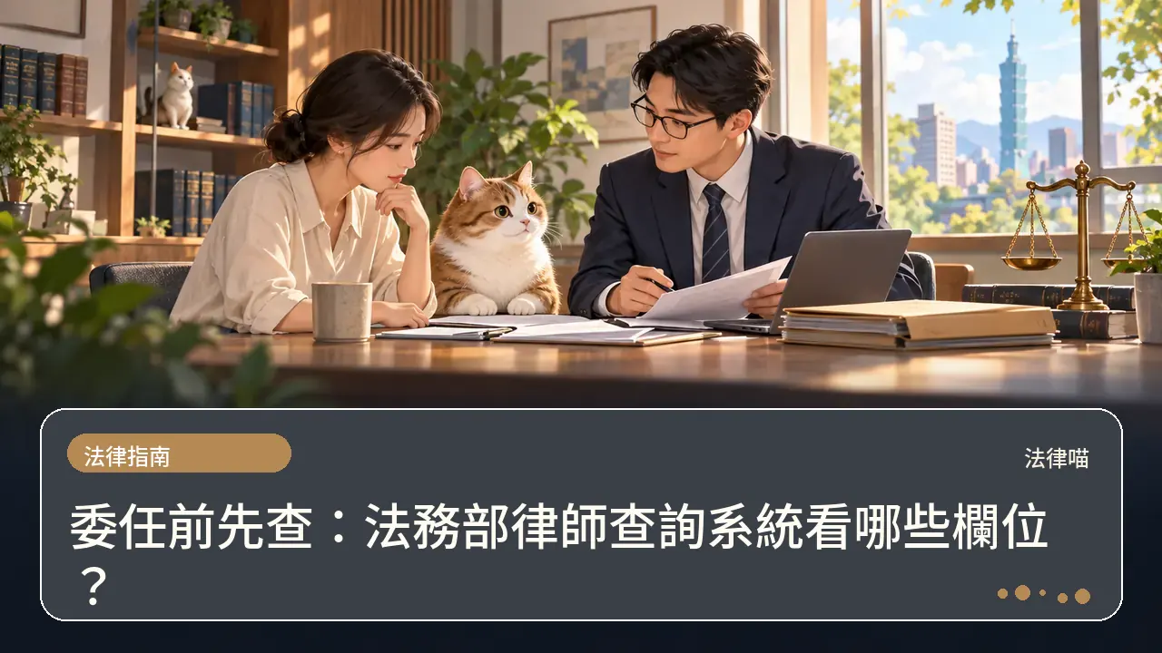 委任前先查：法務部律師查詢系統看哪些欄位？主題插畫
