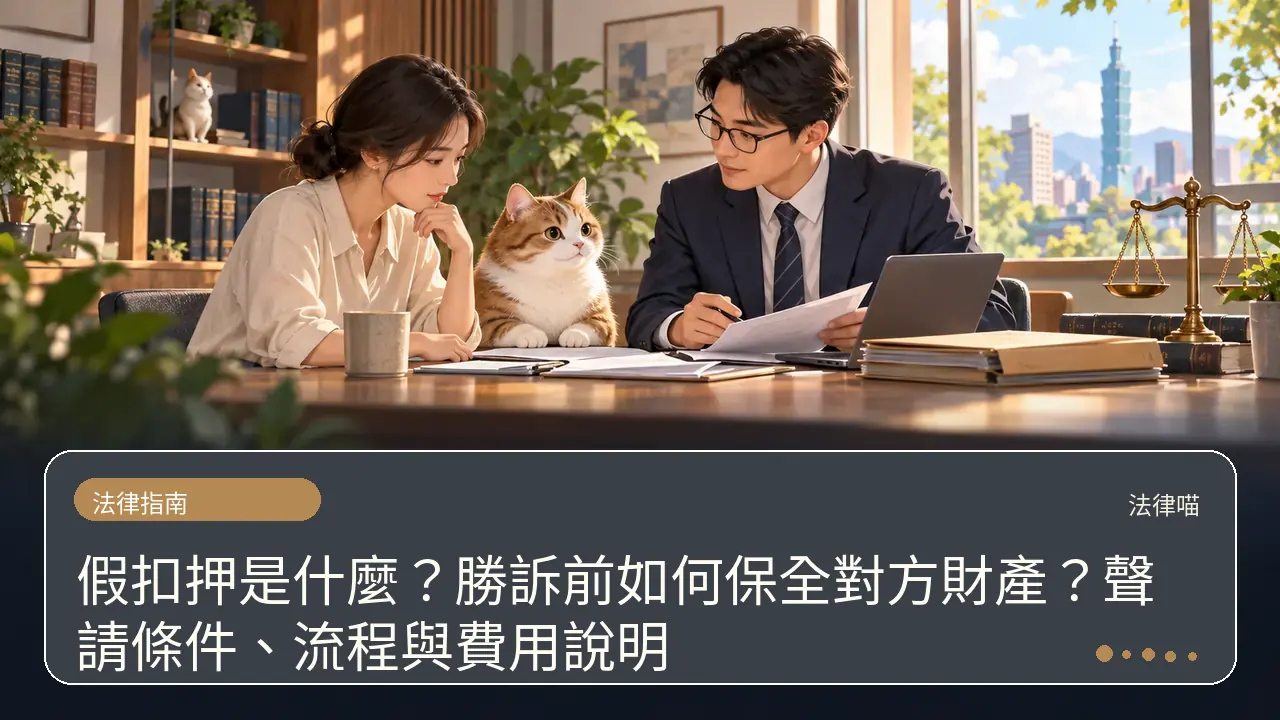 假扣押是什麼？勝訴前如何保全對方財產？聲請條件、流程與費用說明主題插畫