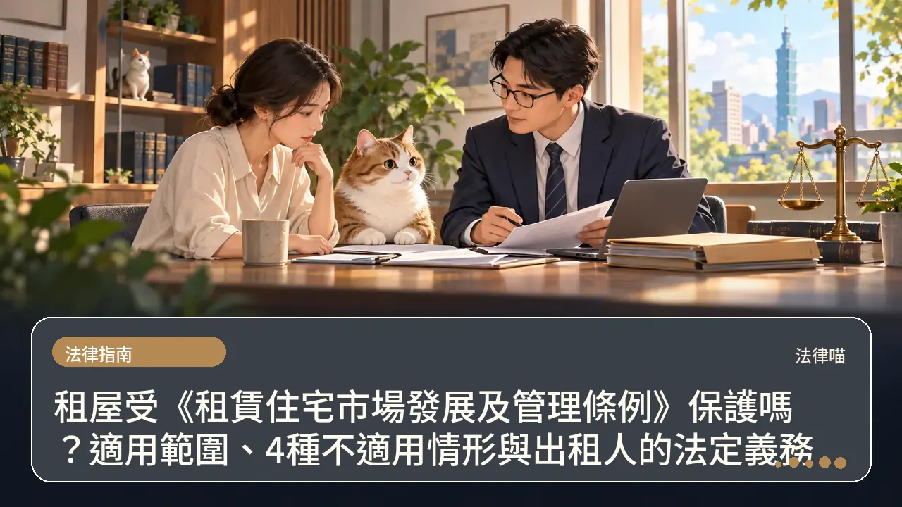 租屋受《租賃住宅市場發展及管理條例》保護嗎?適用範圍、4種不適用情形與出租人的法定義務主題插畫