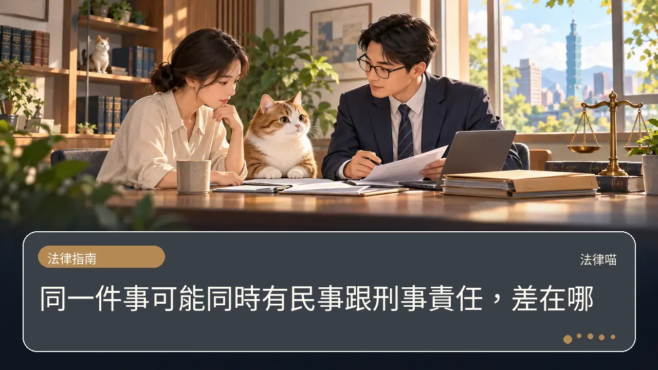 同一件事可能同時有民事跟刑事責任,差在哪主題插畫